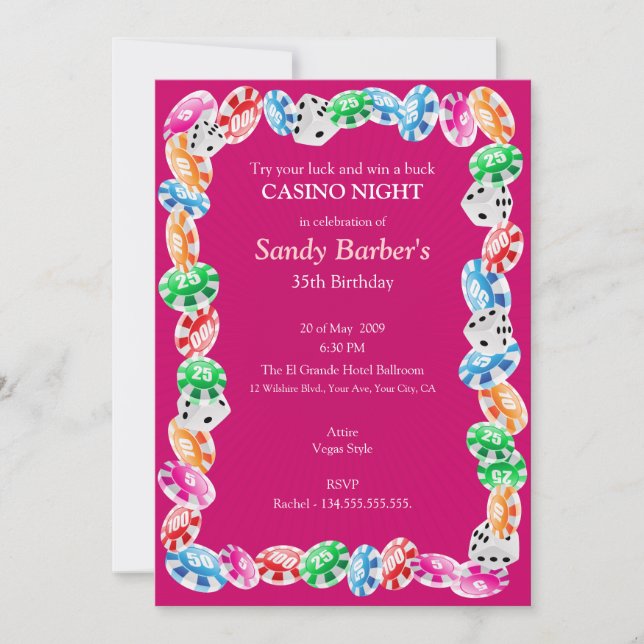 Invitación rosada de la fiesta de cumpleaños de la (Anverso)