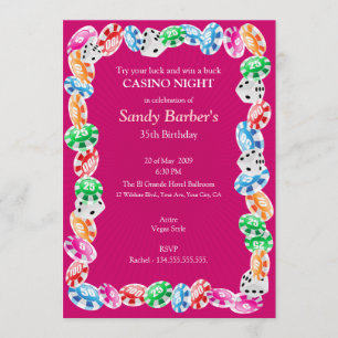 Invitación rosada de la fiesta de cumpleaños de la