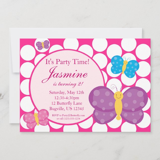 Invitación rosada de la fiesta de cumpleaños de la (Anverso)