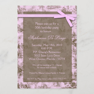 invitación rosada de la fiesta de cumpleaños de la