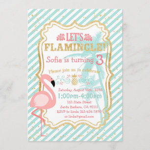 Invitación rosada de la fiesta de cumpleaños del