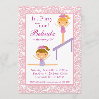 Invitación rosada de la fiesta de cumpleaños del