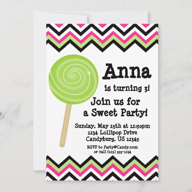 Invitación rosada de la fiesta de cumpleaños del (Anverso)