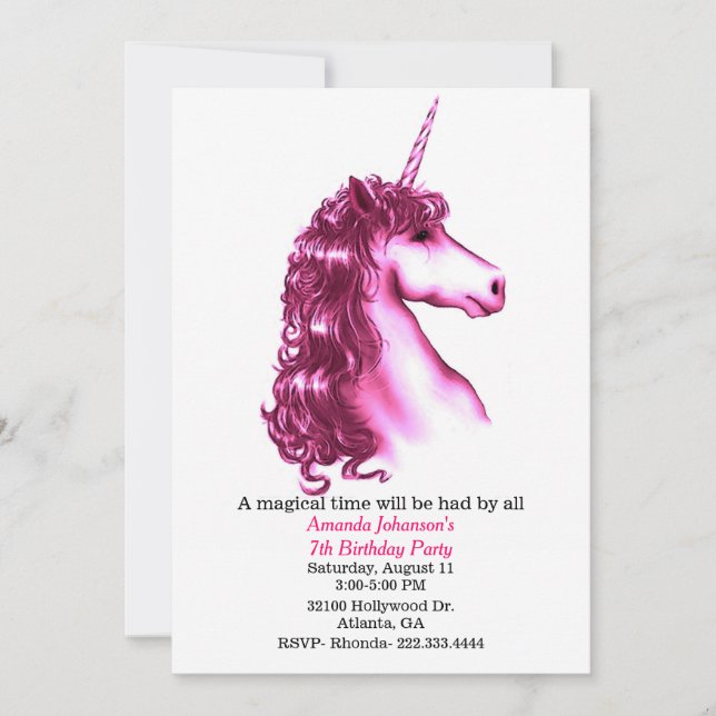 Invitación rosada de la fiesta de cumpleaños del (Anverso)