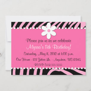 Invitación rosada de la flor del estampado de