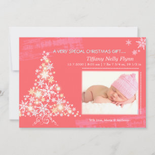 Invitación rosada de la foto del chica de recién