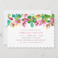 Invitación rosada de la frontera de la flor