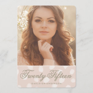 Invitación rosada de la graduación de la foto de