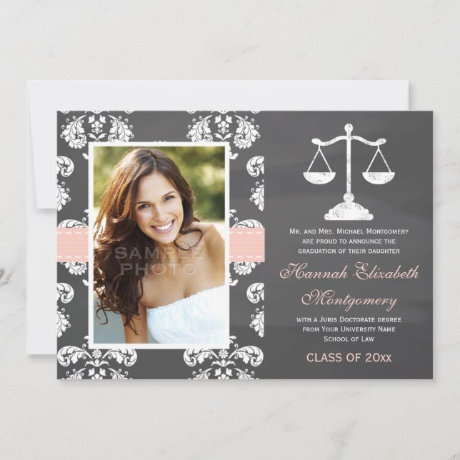 INVITACIÓN ROSADA DE LA GRADUACIÓN DE LA PIZARRA (Anverso)
