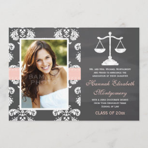 INVITACIÓN ROSADA DE LA GRADUACIÓN DE LA PIZARRA