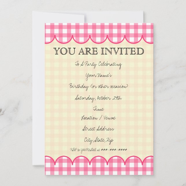 Invitación rosada de la guinga (Anverso)