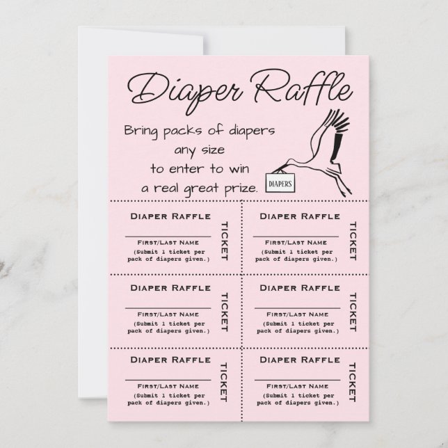 Invitación rosada de las entradas de Raffle Diaper (Anverso)