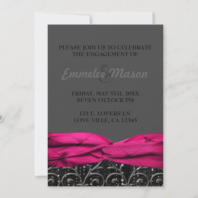 Invitación rosada de los diamantes (Anverso)