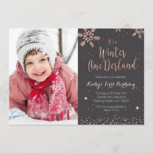 Invitación rosada de Onederland del invierno del
