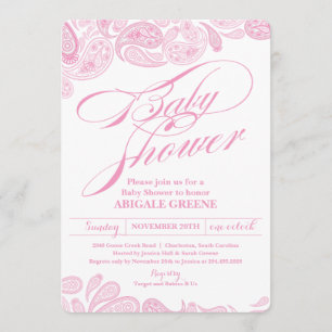 Invitación rosada de Paisley Baby Shower