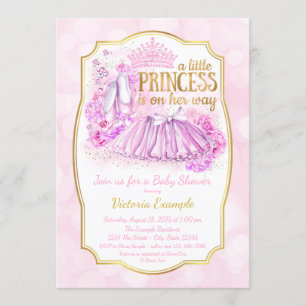 Invitación rosada de princesa Baby Shower de la