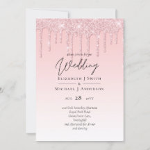 Invitación rosada de Purpurina Boda de presupuesto