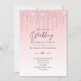 Invitación rosada de Purpurina Boda de presupuesto