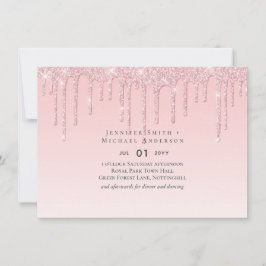 Invitación rosada de Purpurina Boda de presupuesto