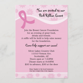 Invitación rosada del acontecimiento del cáncer de