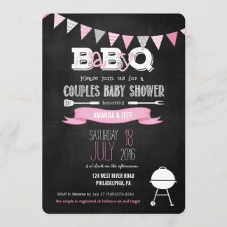 Invitación rosada del Bbq Baby Shower de BabyQ