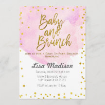Invitación rosada del brunch de Baby Shower