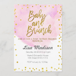 Invitación rosada del brunch de Baby Shower