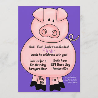 Invitación rosada del cerdo