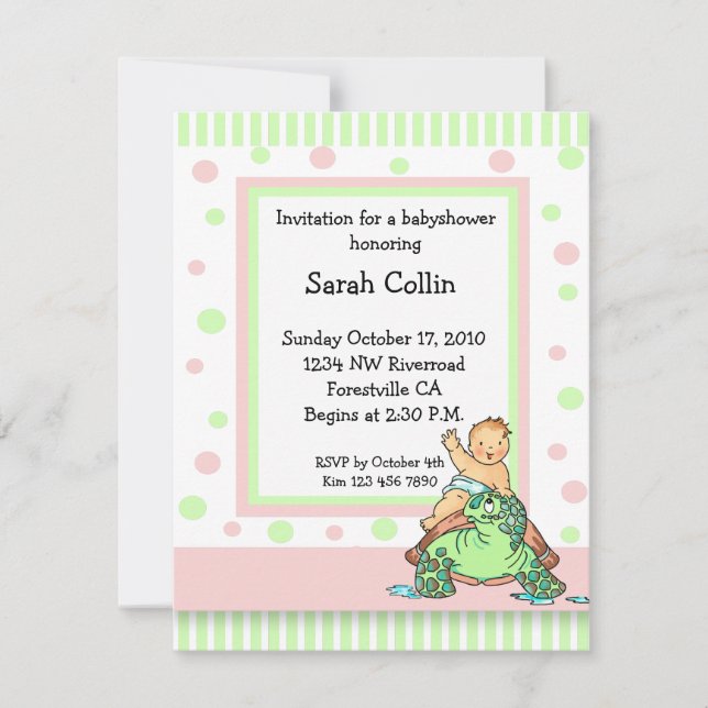 Invitación rosada del chica de Baby Shower de la (Anverso)