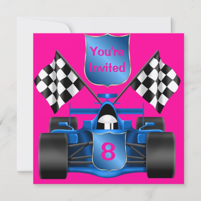 Invitación ROSADA del COCHE de COMPETICIÓN (Anverso)