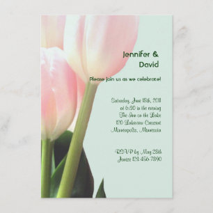 Invitación rosada del compromiso de los tulipanes