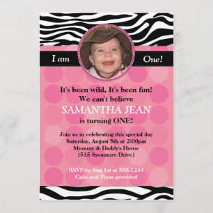 Invitación rosada del cumpleaños de la FOTO de la