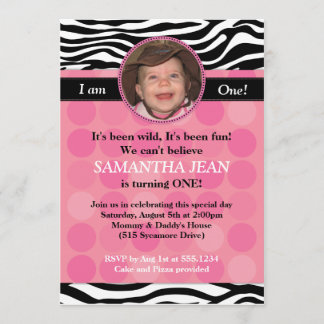 Invitación rosada del cumpleaños de la FOTO de la