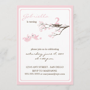 Invitación rosada del cumpleaños de los pequeños