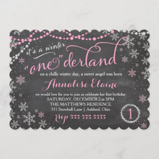 Invitación rosada del cumpleaños de ONEderland del