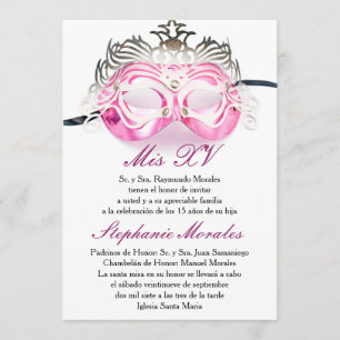 Invitación rosada del cumpleaños de Quinceanera de
