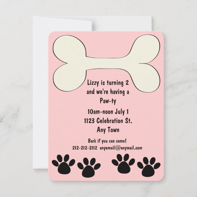Invitación rosada del cumpleaños del tema del (Anverso)
