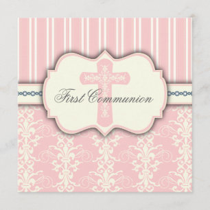 Invitación rosada del damasco de la primera
