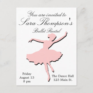 Invitación rosada del decreto de la danza