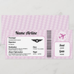Invitación rosada del Fiesta de boletos para avión