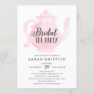 Invitación rosada del Fiesta de té de la ducha de