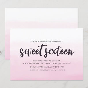 Invitación rosada del fiesta del dulce dieciséis