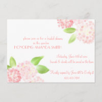 Invitación rosada del Hydrangea de la acuarela