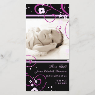 Invitación rosada del nacimiento del recién nacido