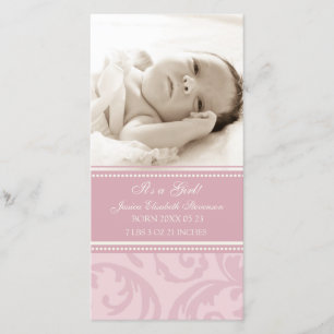 Invitación rosada del nacimiento del recién nacido