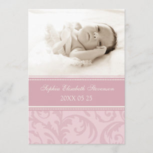 Invitación rosada del nacimiento del recién nacido