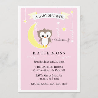 Invitación rosada del pequeño búho el | Baby
