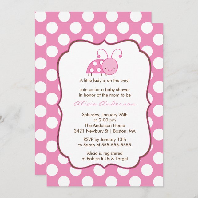 Invitación rosada dulce de Baby Shower de las (Anverso / Reverso)