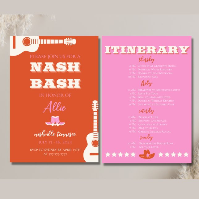 Invitación rosada e tineraria del Fiesta Nashville (Subido por el creador)