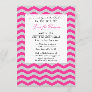 Invitación rosada elegante de Chevron Baby Shower